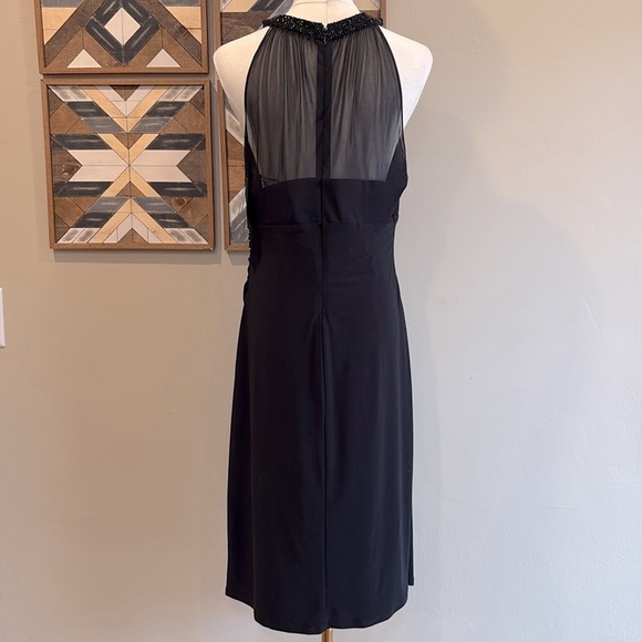 Ralph Lauren Black Label Mesh Beaded Cocktail Dress Black 4 - Picture 9 of 14